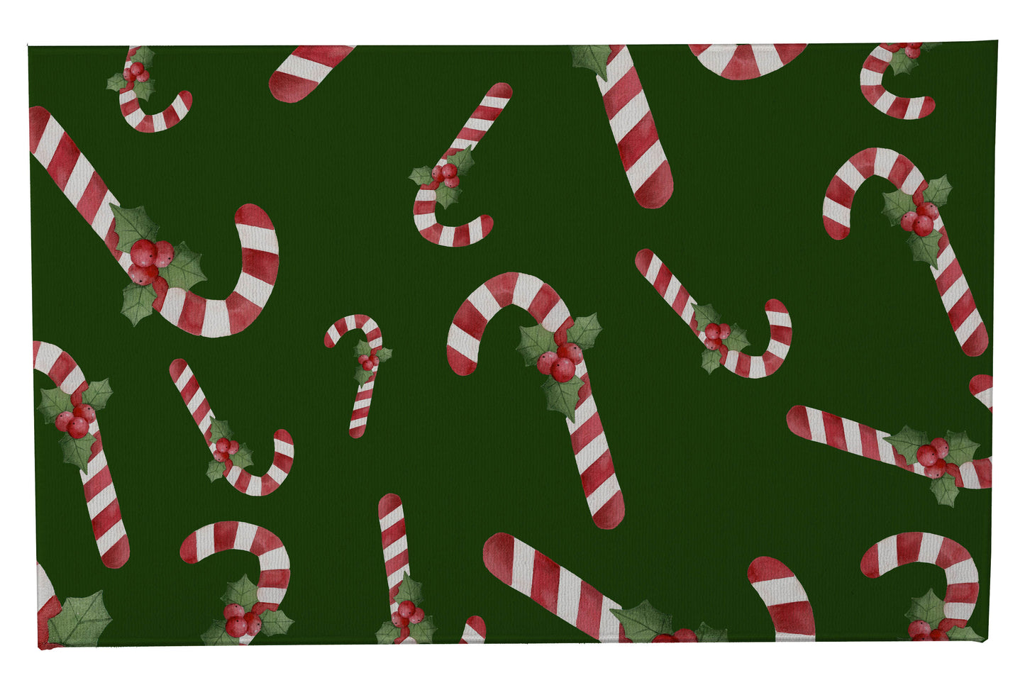 Watercolor Christmas Candy cane Pattern Outdoor Door Mat