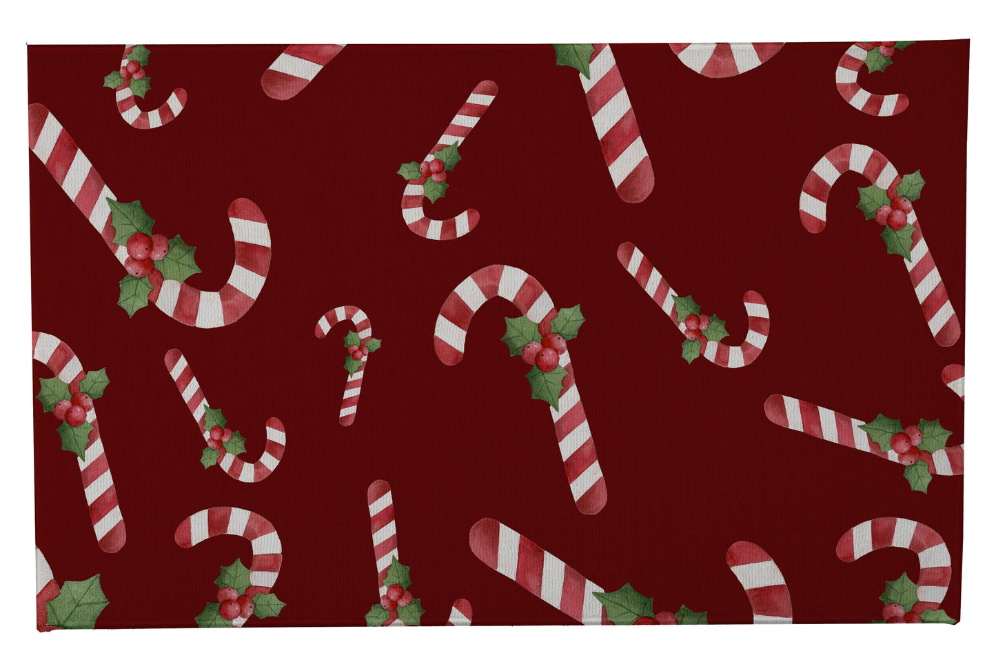 Watercolor Christmas Candy cane Pattern Outdoor Door Mat
