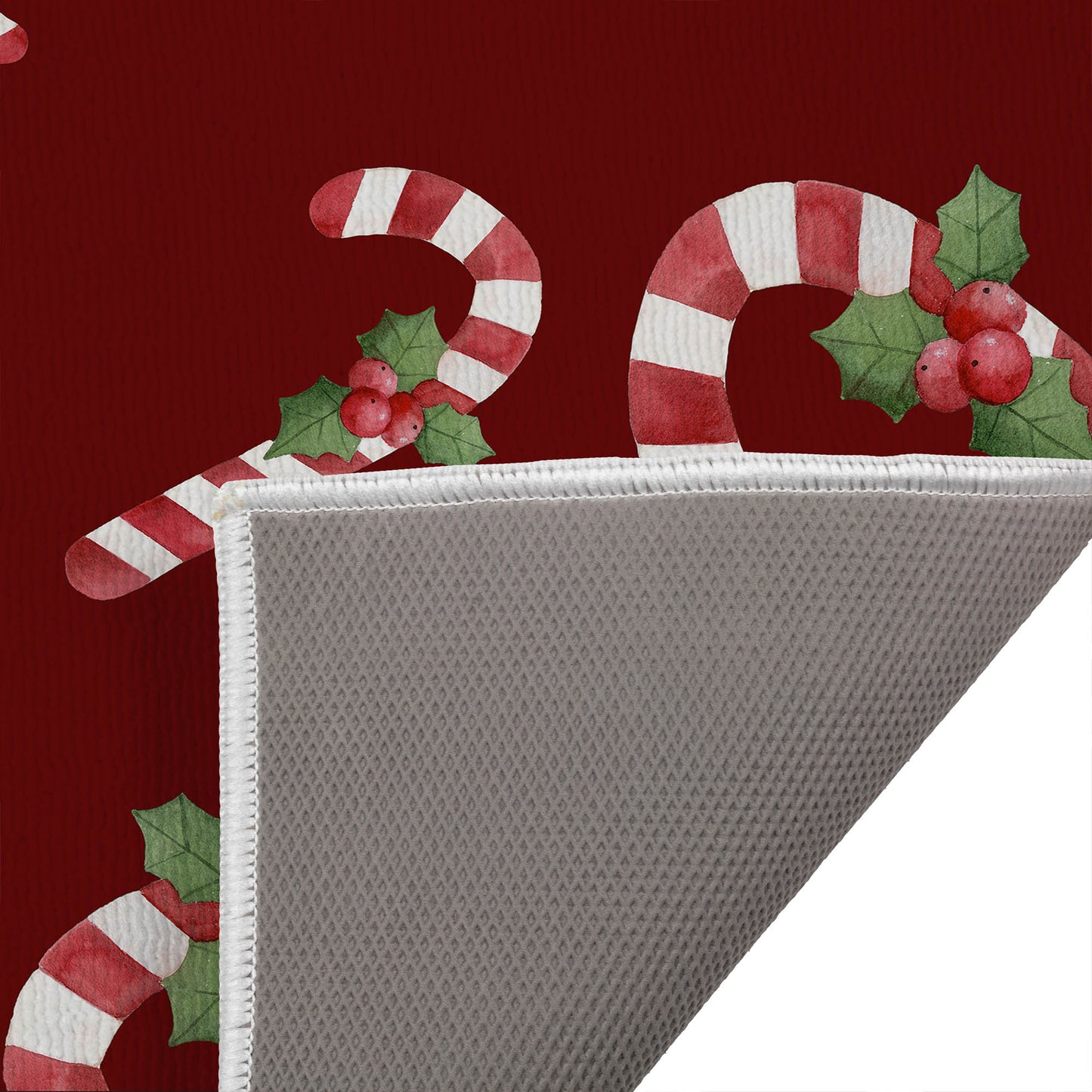 Watercolor Christmas Candy cane Pattern Outdoor Door Mat