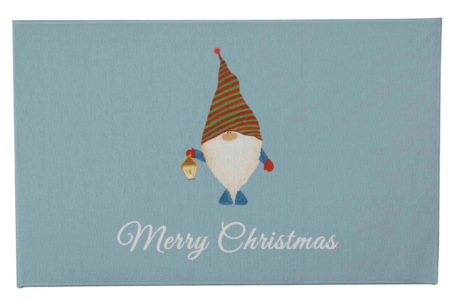 Merry Christmas Gnome Striped Outdoor Door Mat