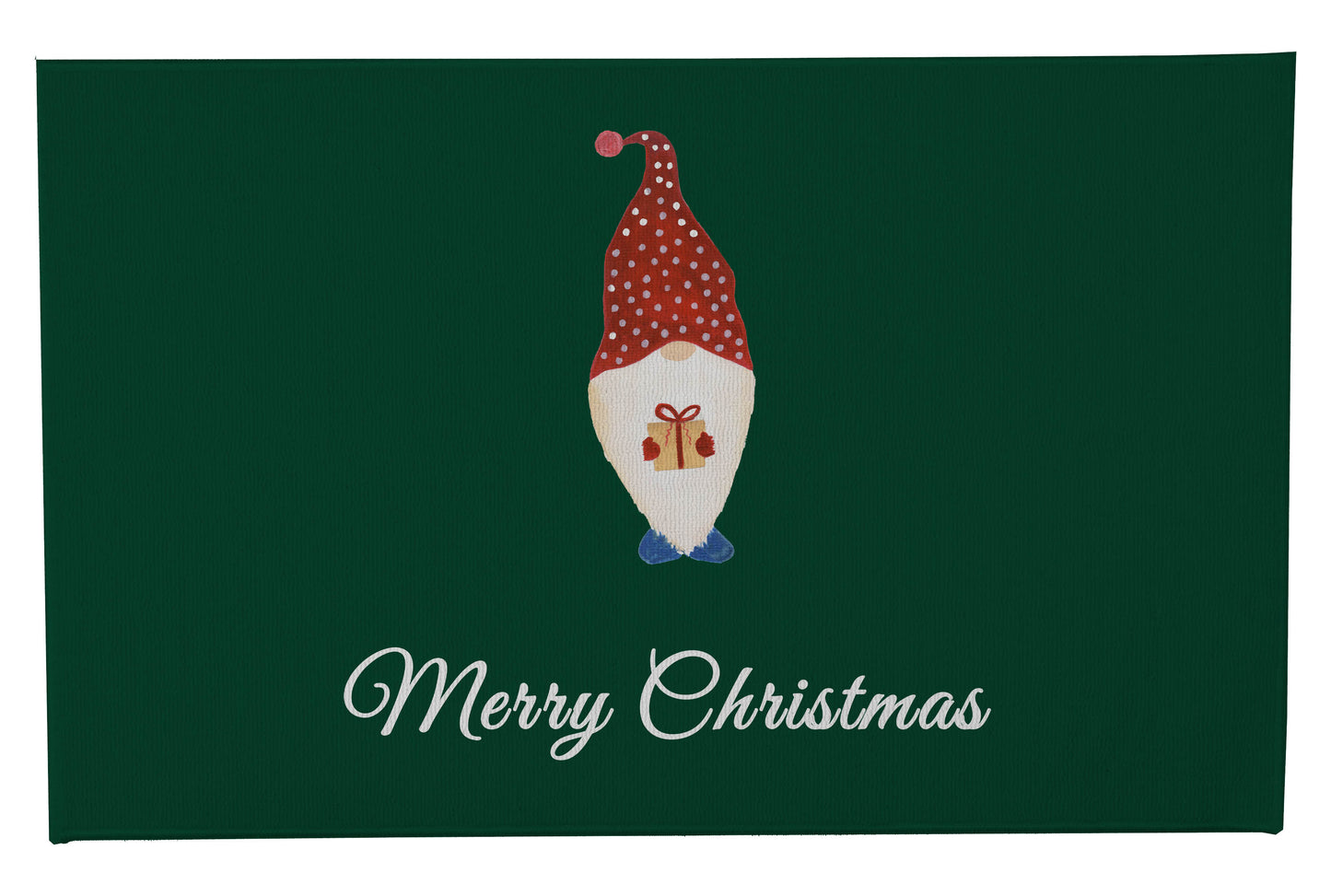 Merry Christmas Spotted Christmas Gnome Outdoor Door Mat