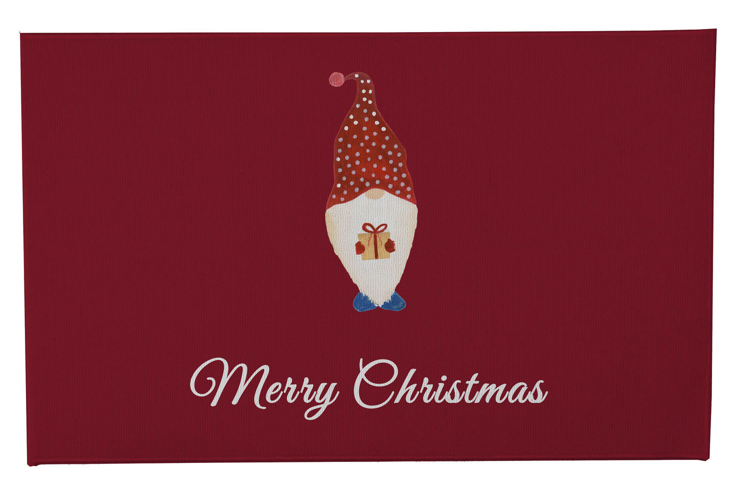 Merry Christmas Spotted Christmas Gnome Outdoor Door Mat