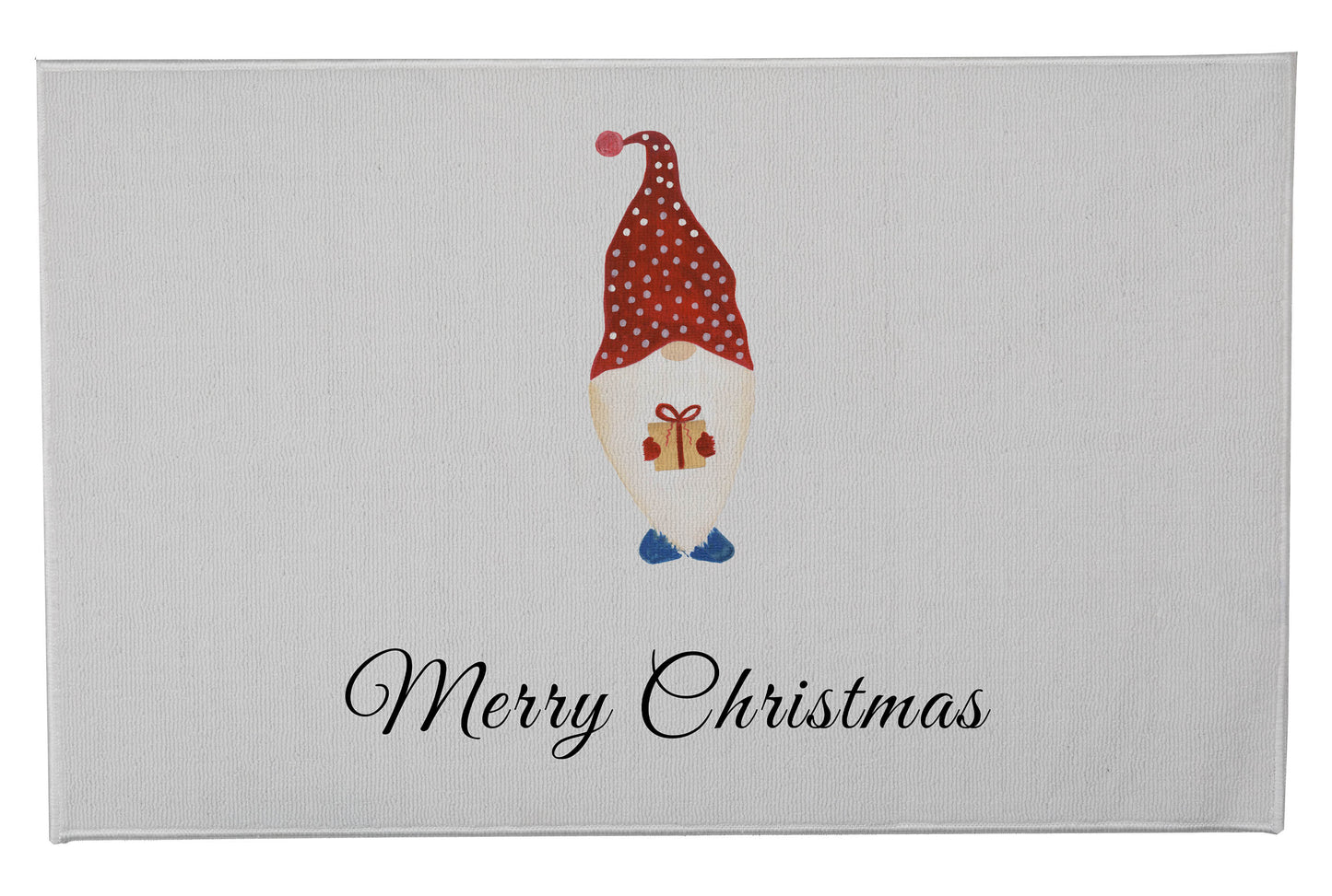Merry Christmas Spotted Christmas Gnome Outdoor Door Mat