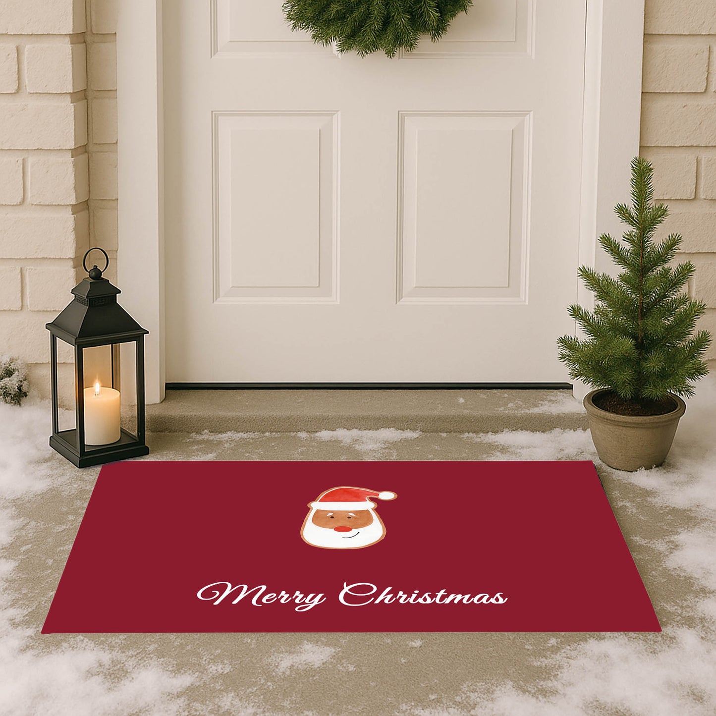 Merry Christmas Santa Face Outdoor Door Mat