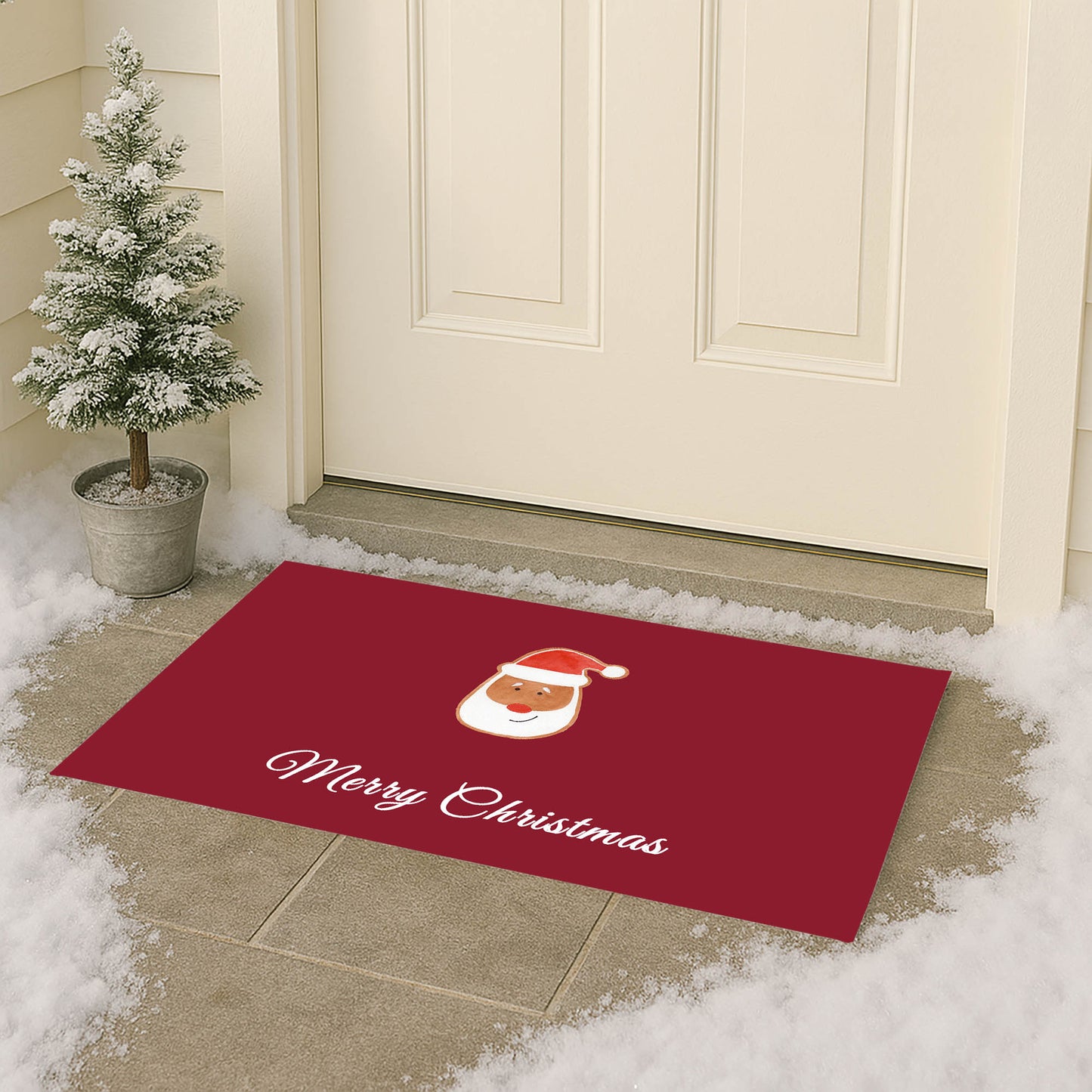 Merry Christmas Santa Face Outdoor Door Mat