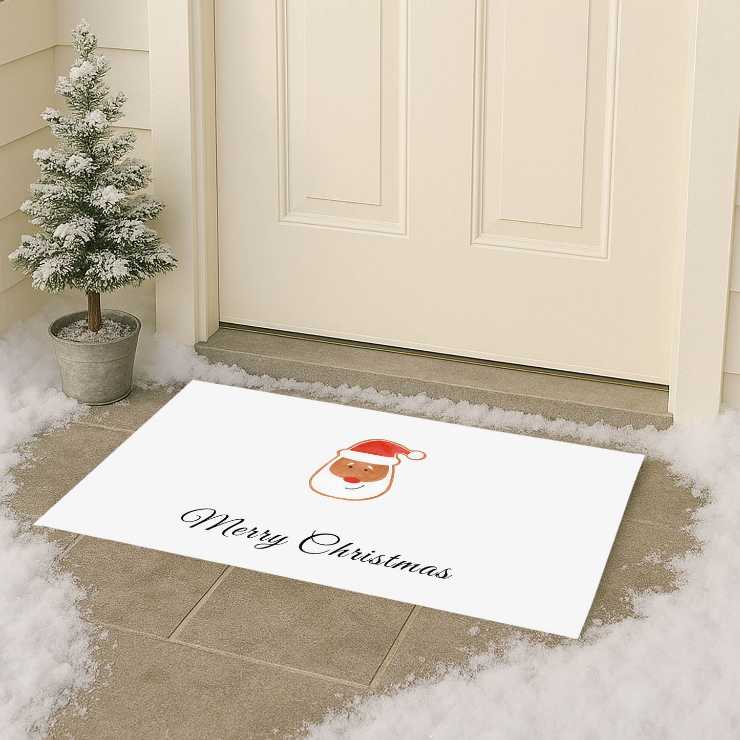 Merry Christmas Santa Face Outdoor Door Mat