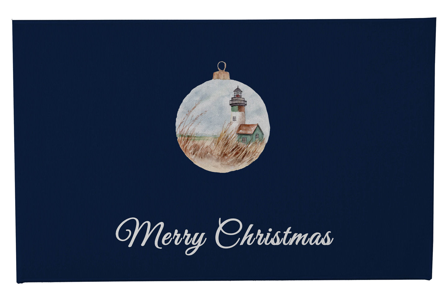 Merry Christmas Ornament Lighthouse Outdoor Door Mat