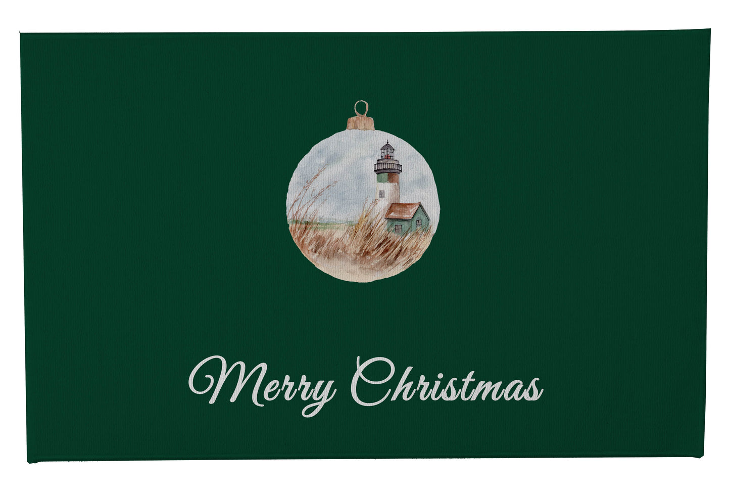 Merry Christmas Ornament Lighthouse Outdoor Door Mat