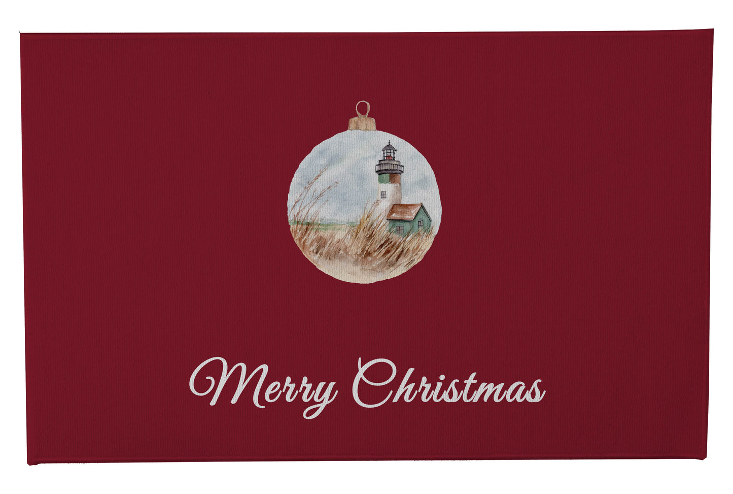 Merry Christmas Ornament Lighthouse Outdoor Door Mat