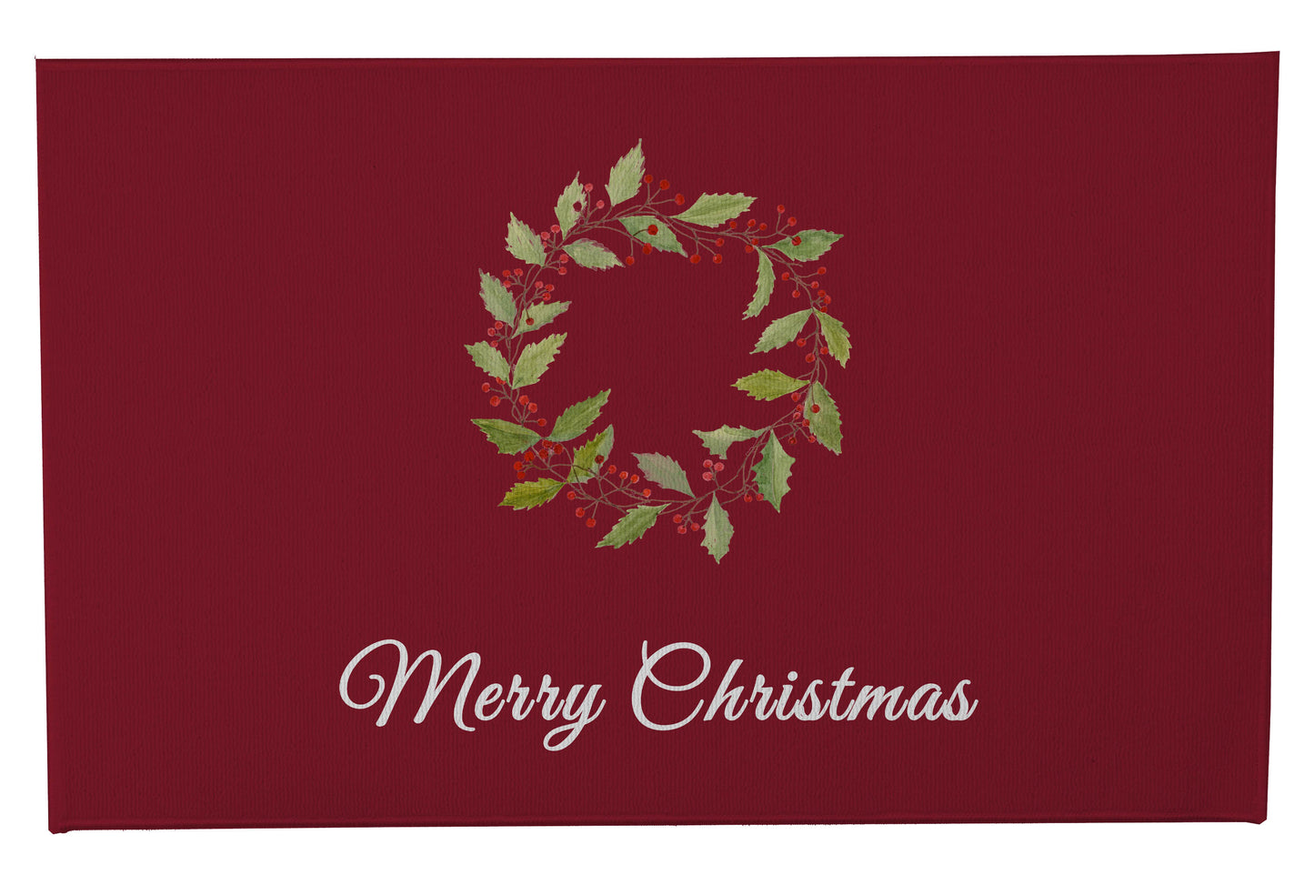 Merry Christmas Holly Christmas Wreath Outdoor Door Mat