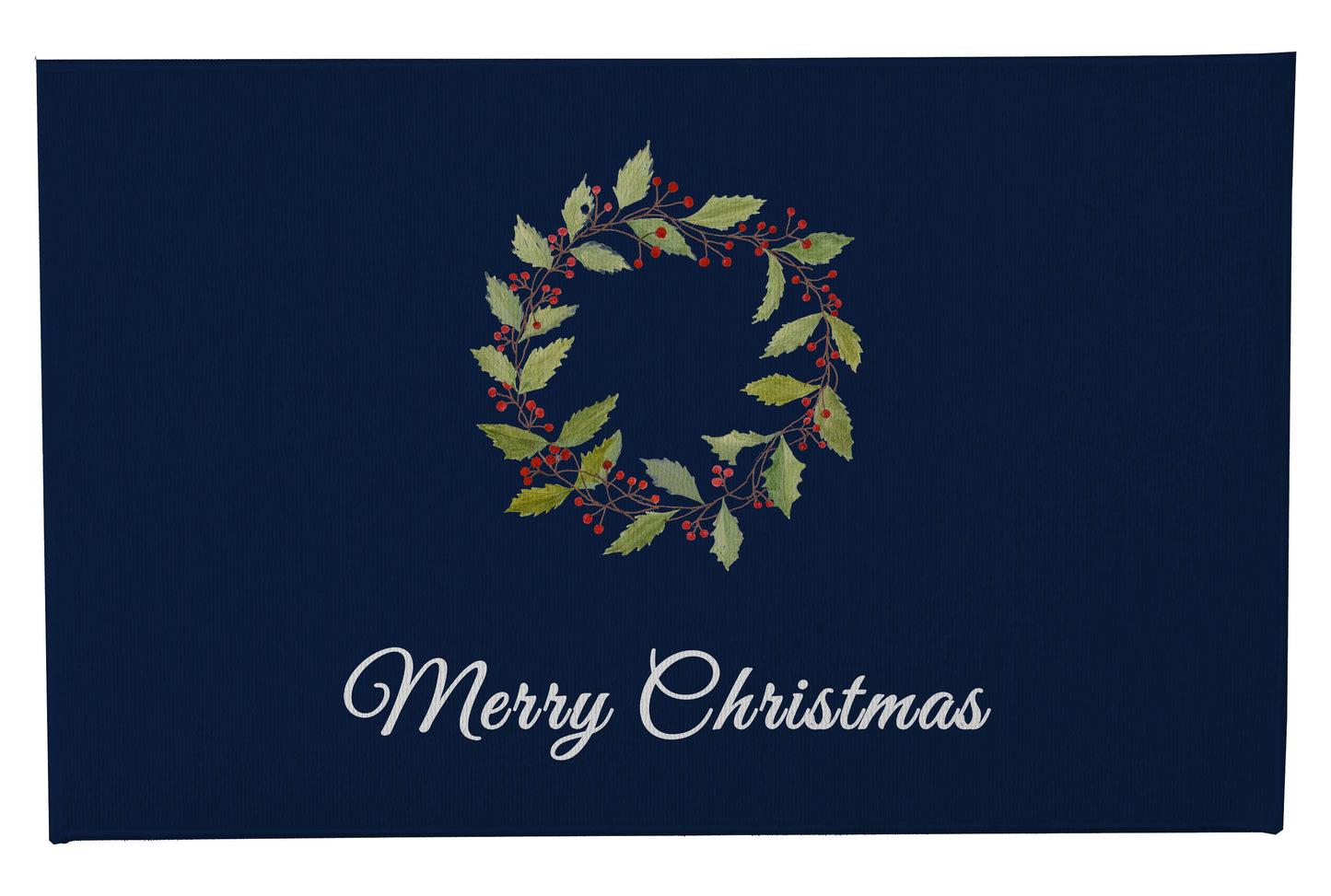 Merry Christmas Holly Christmas Wreath Outdoor Door Mat