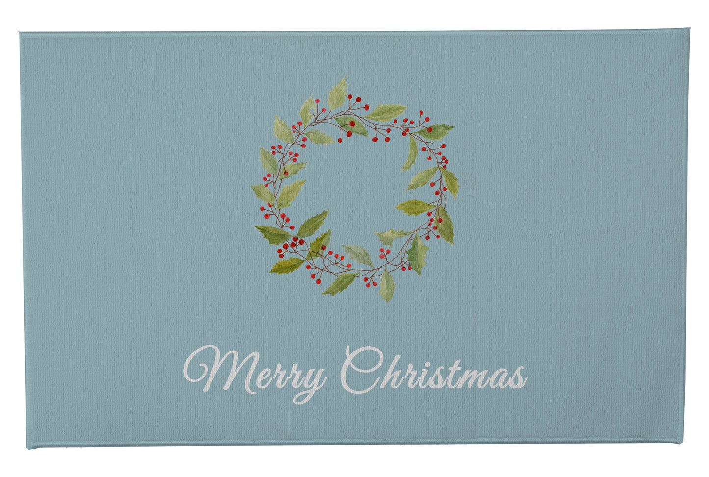 Merry Christmas Holly Christmas Wreath Outdoor Door Mat