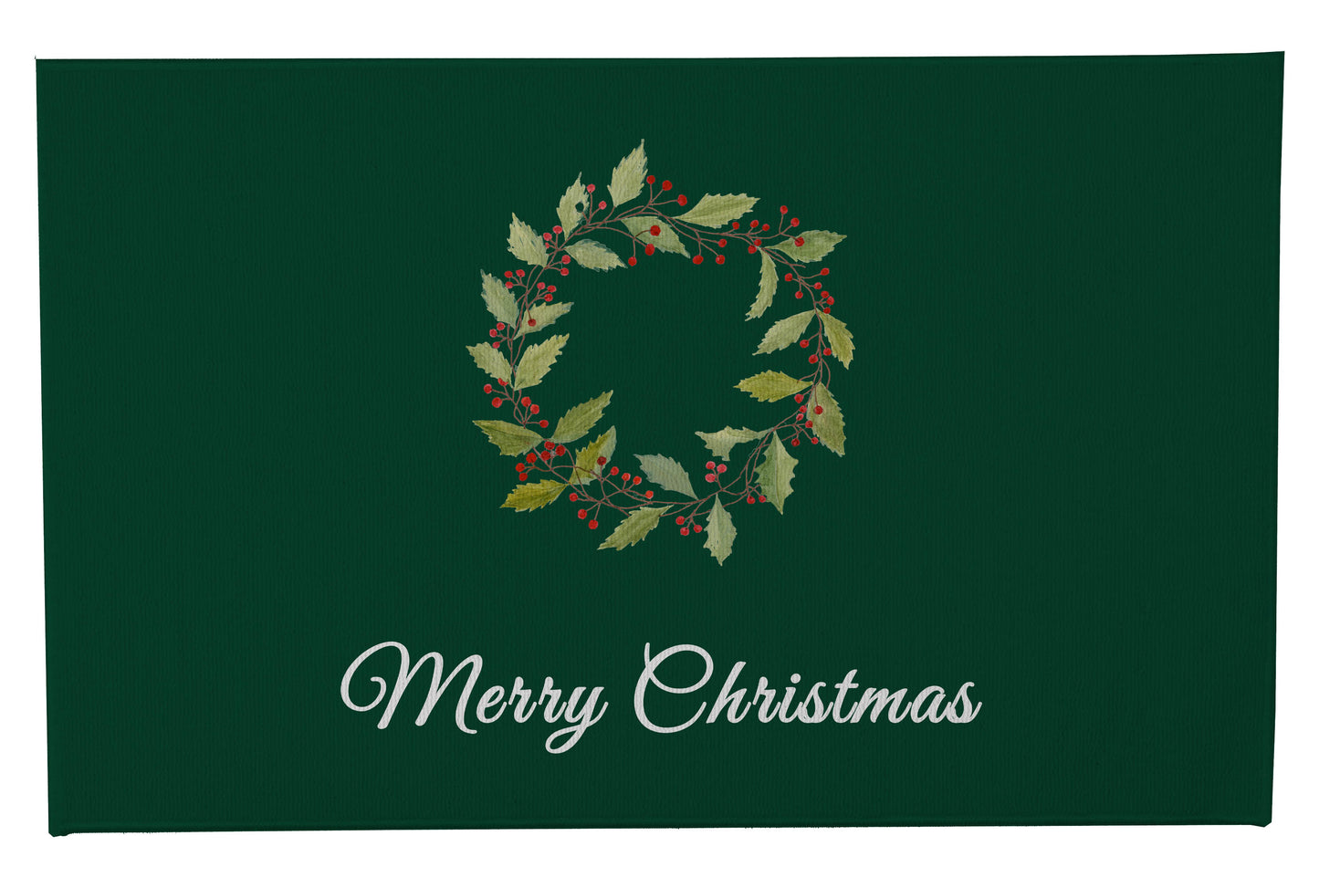 Merry Christmas Holly Christmas Wreath Outdoor Door Mat