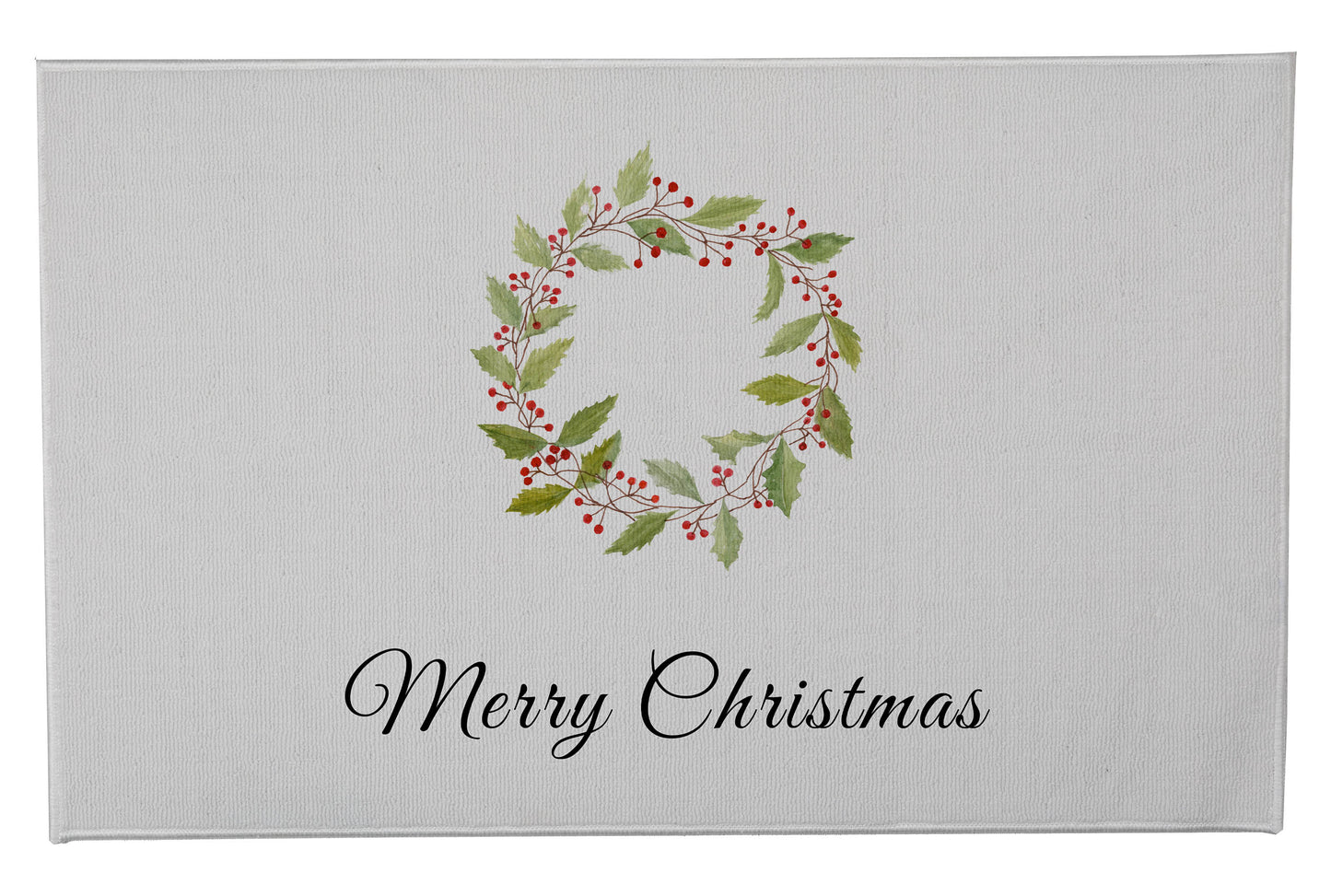 Merry Christmas Holly Christmas Wreath Outdoor Door Mat