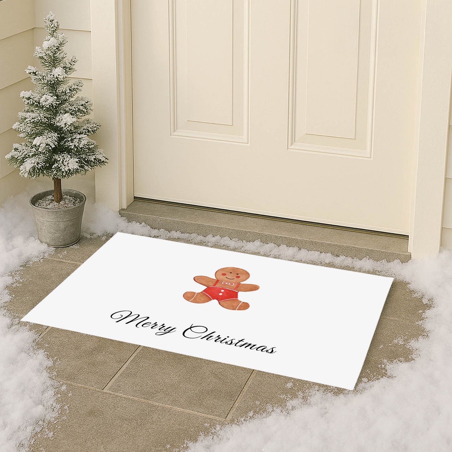 Merry Christmas Gingerbread Man Outdoor Door Mat