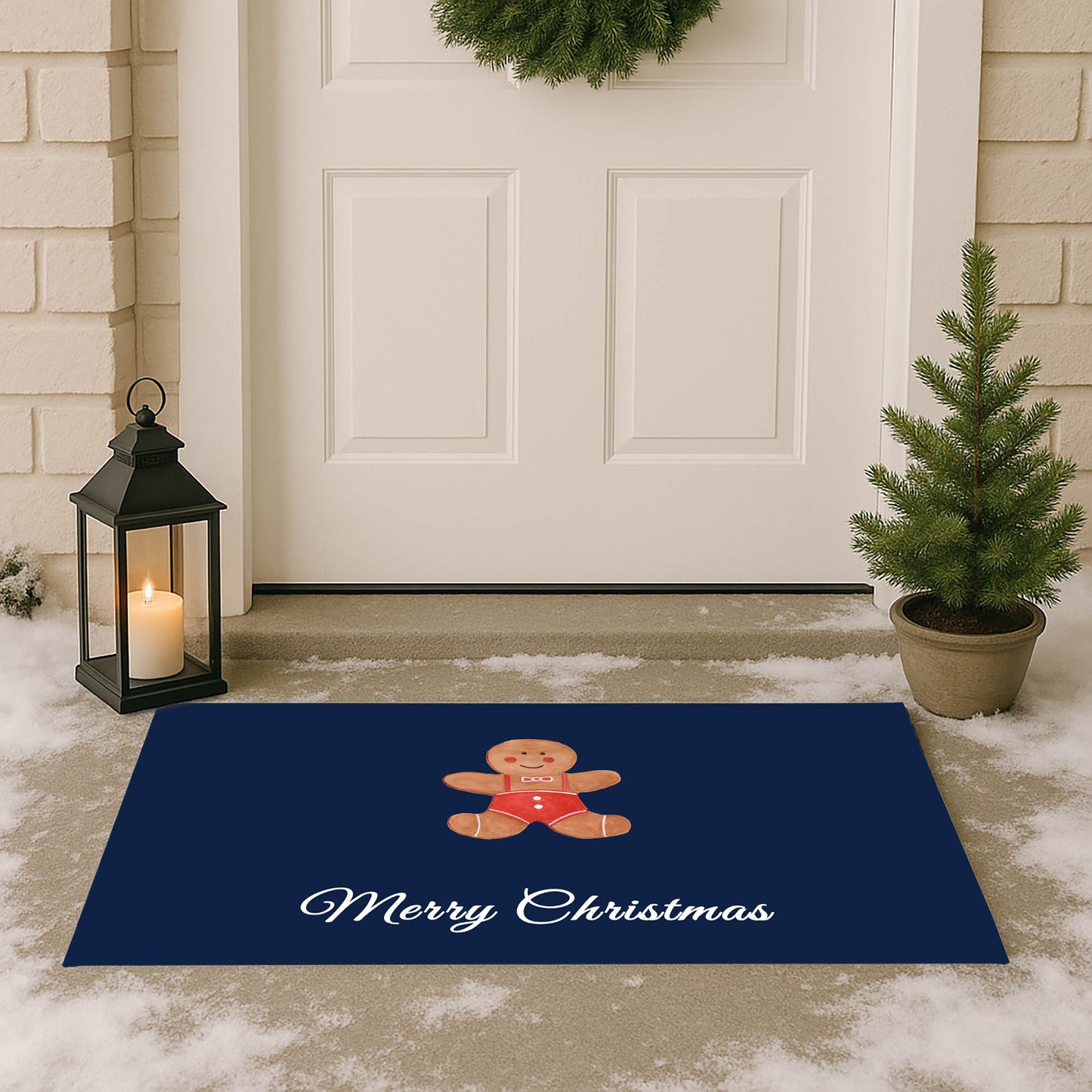 Merry Christmas Gingerbread Man Outdoor Door Mat