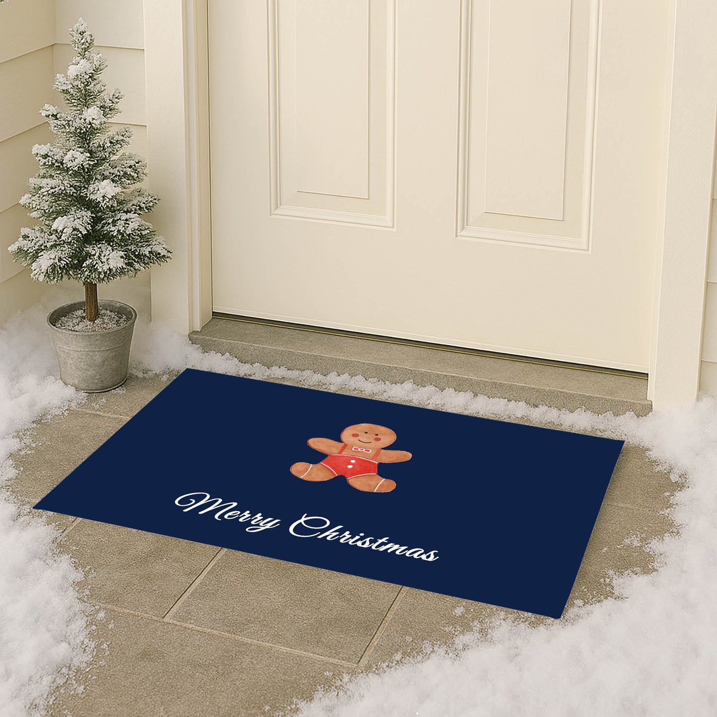 Merry Christmas Gingerbread Man Outdoor Door Mat