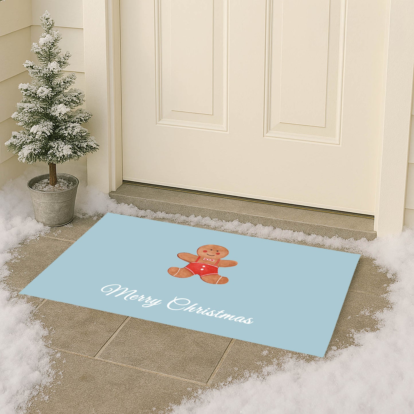 Merry Christmas Gingerbread Man Outdoor Door Mat