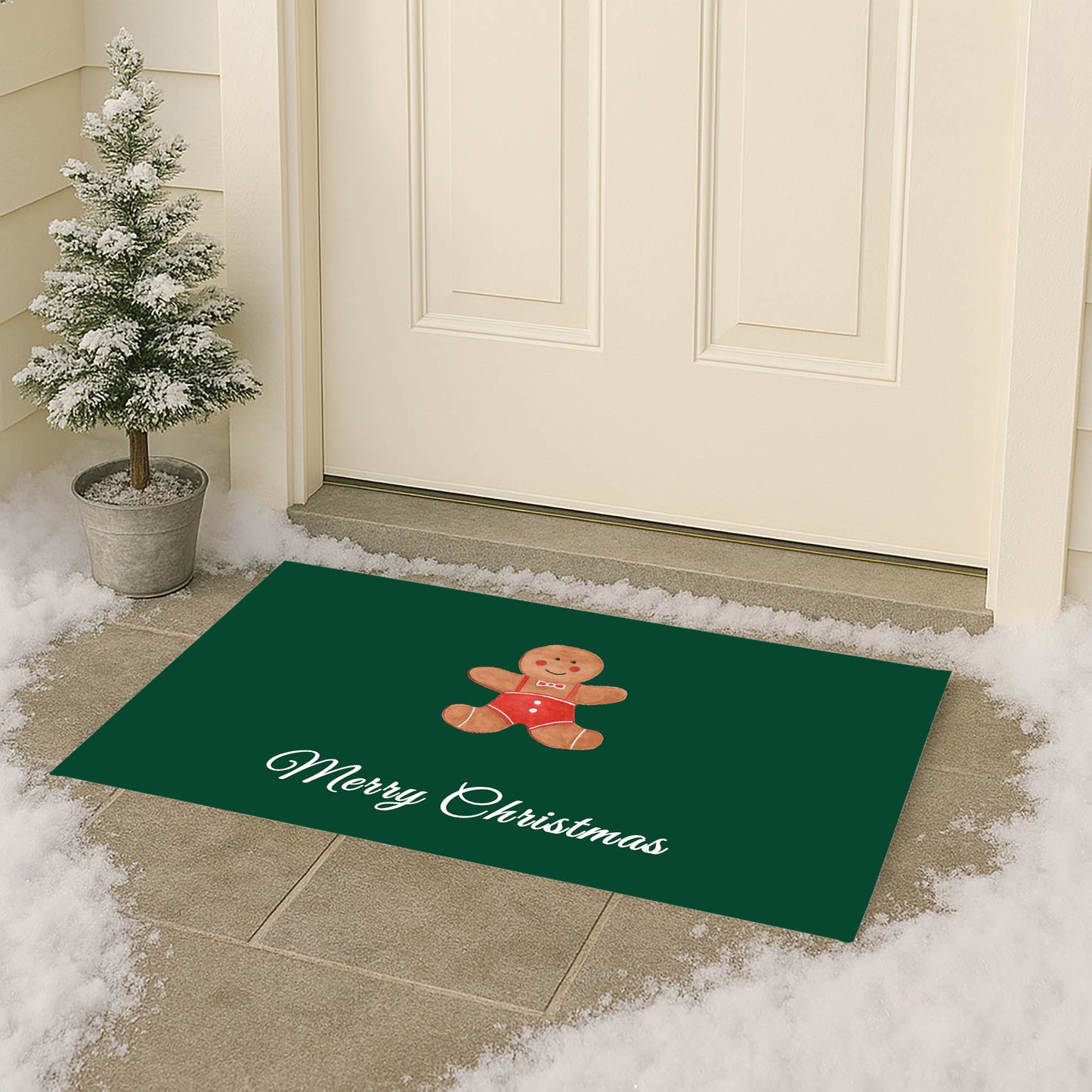 Merry Christmas Gingerbread Man Outdoor Door Mat