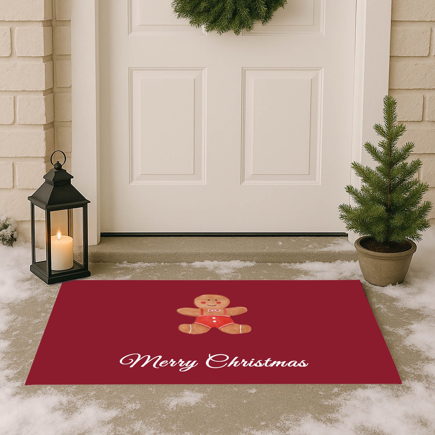 Merry Christmas Gingerbread Man Outdoor Door Mat