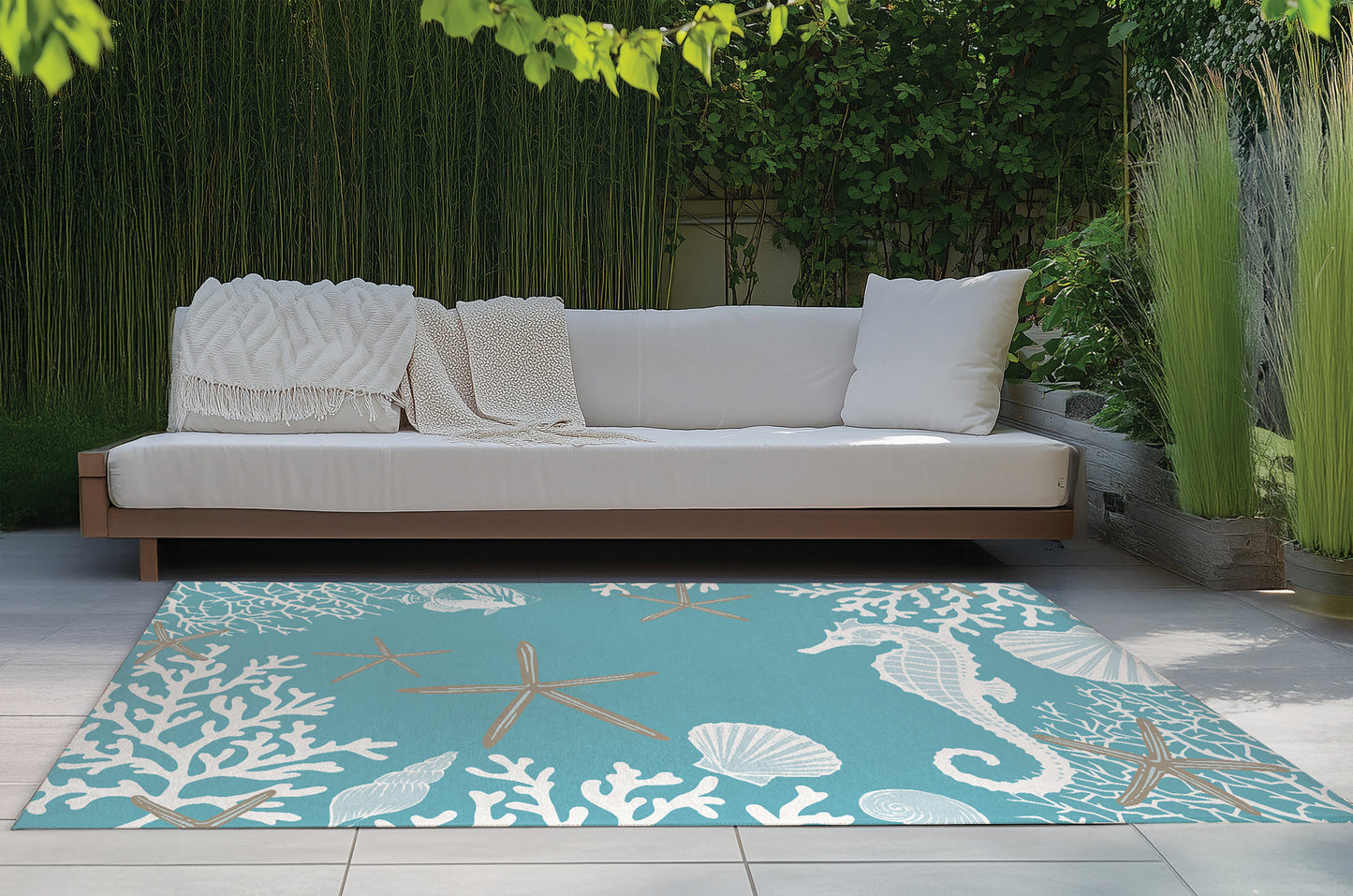 Coral & Seahorse Outdoor Rug By Christopher's Corner