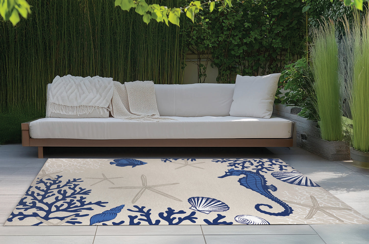 Coral & Seahorse Outdoor Rug By Christopher's Corner