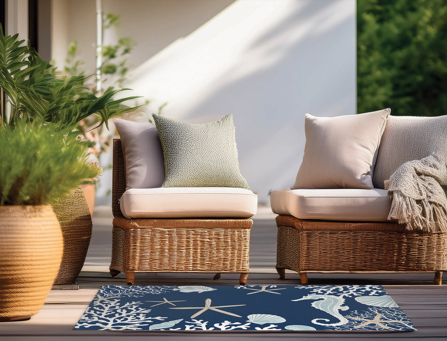 Coral & Seahorse Outdoor Rug By Christopher's Corner