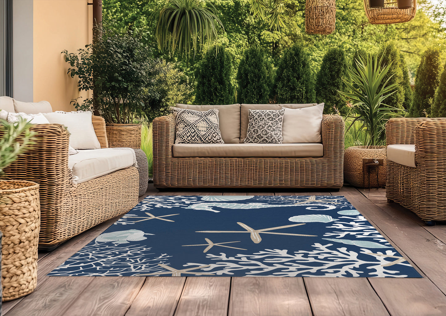 Coral & Seahorse Outdoor Rug By Christopher's Corner
