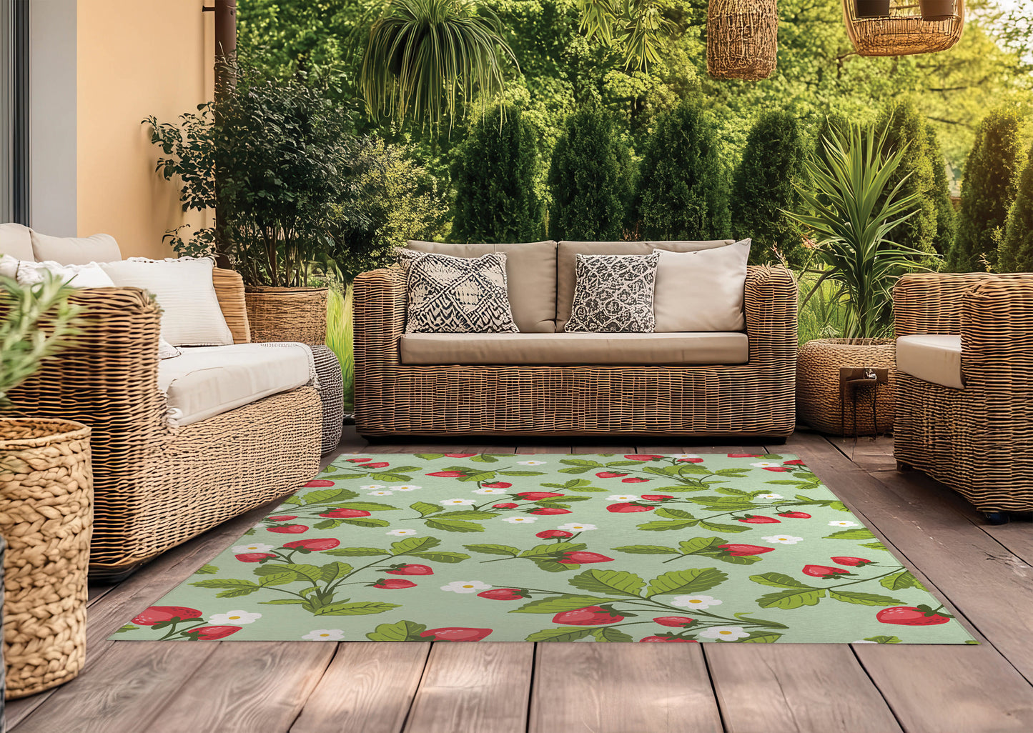 Strawberries Outdoor Rug By Christopher's Corner
