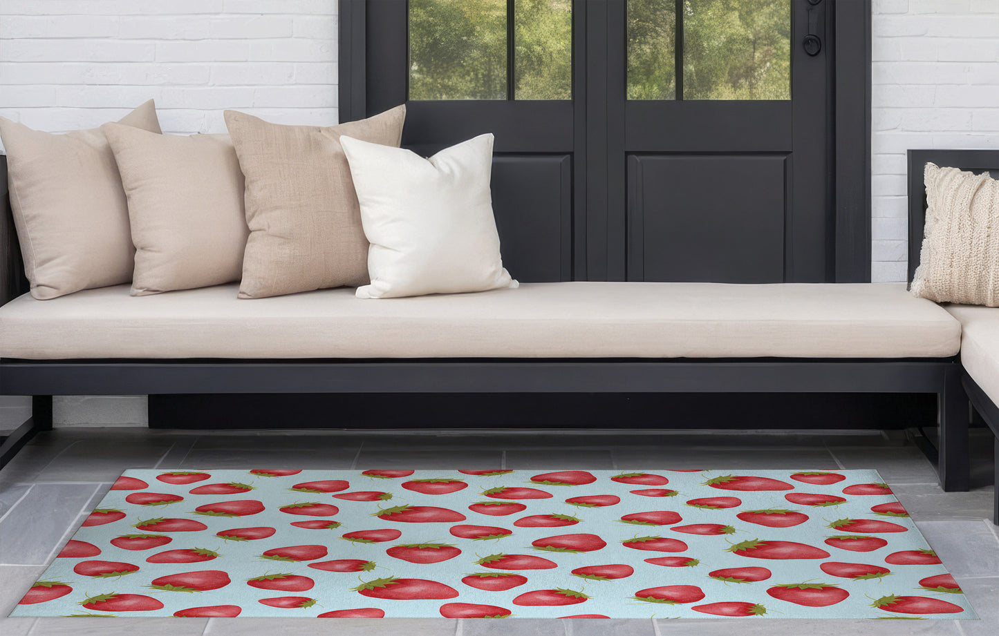 Summer Strawberries Outdoor Rug By Christopher's Corner