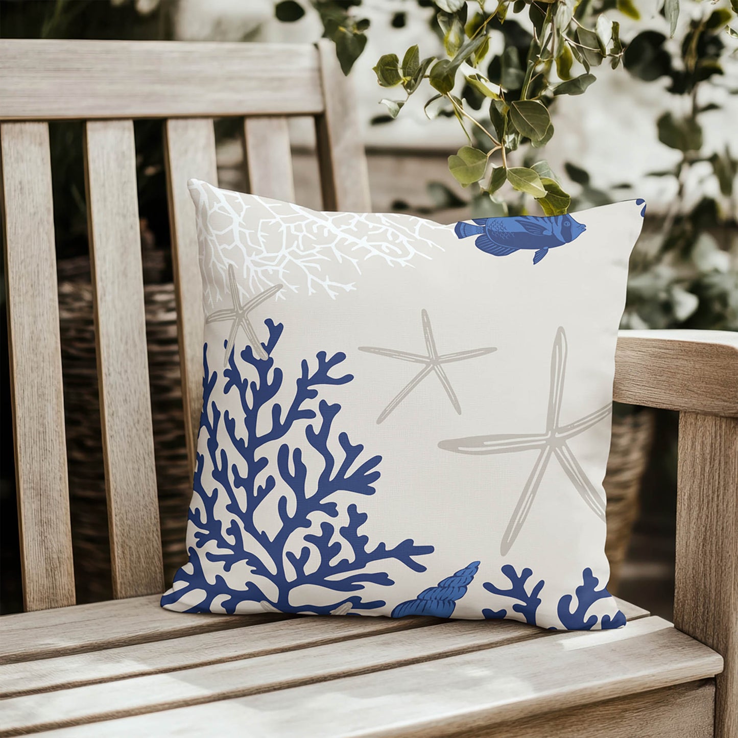 Coral & Seahorse Outdoor Pillow