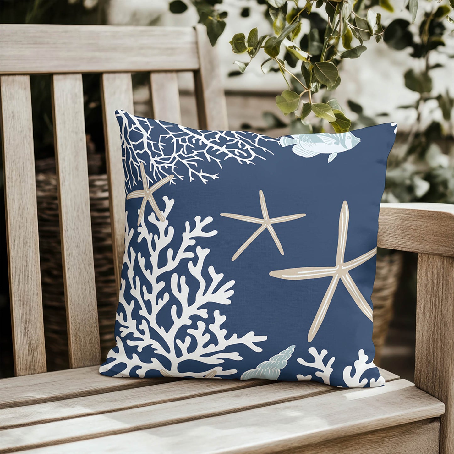Coral & Seahorse Outdoor Pillow