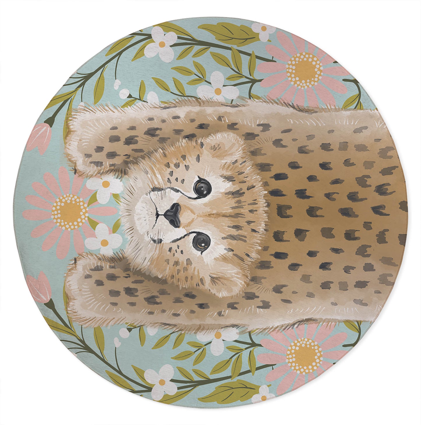Lil Lying Leopard Flowers Kids Play Mat