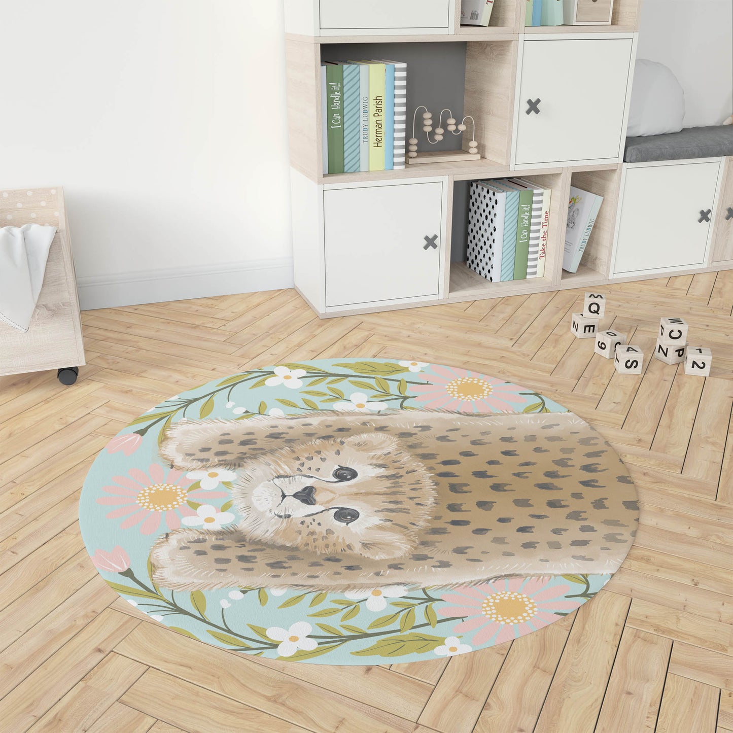 Lil Lying Leopard Flowers Kids Play Mat