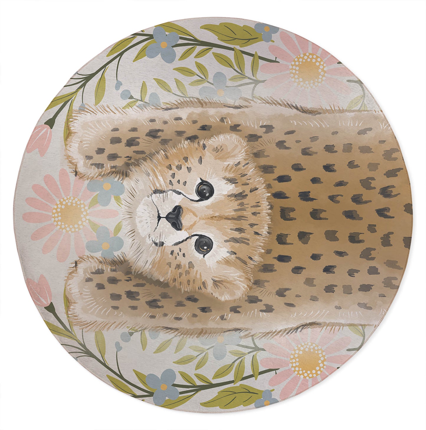Lil Lying Leopard Flowers Kids Play Mat
