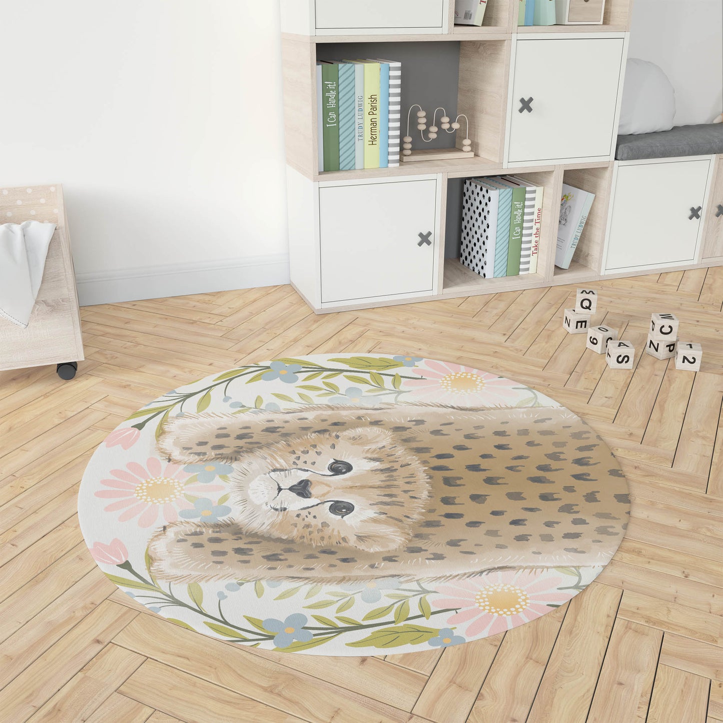 Lil Lying Leopard Flowers Kids Play Mat