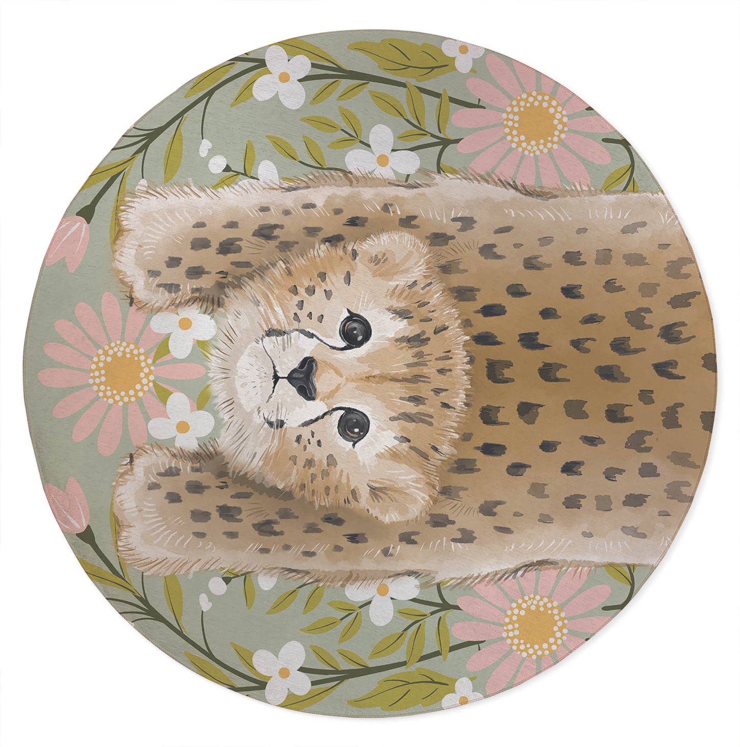 Lil Lying Leopard Flowers Kids Play Mat