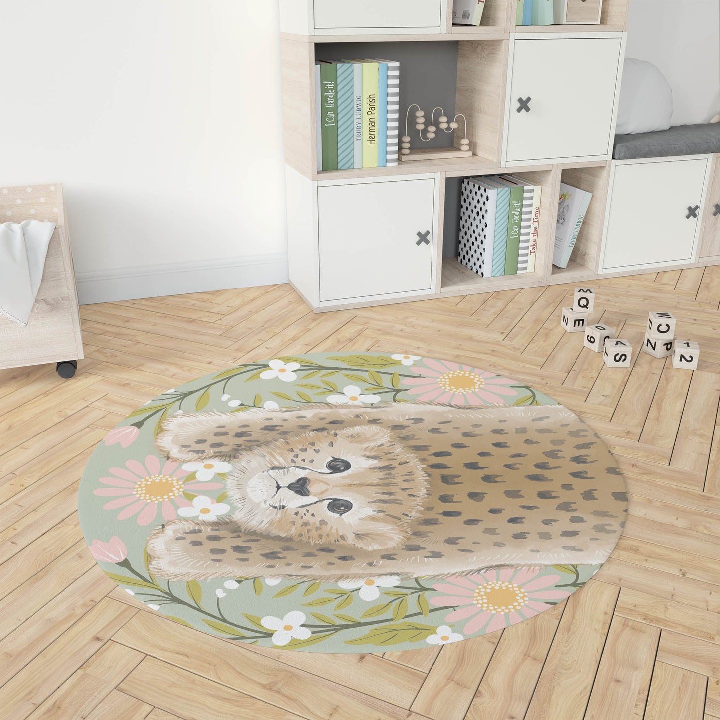 Lil Lying Leopard Flowers Kids Play Mat
