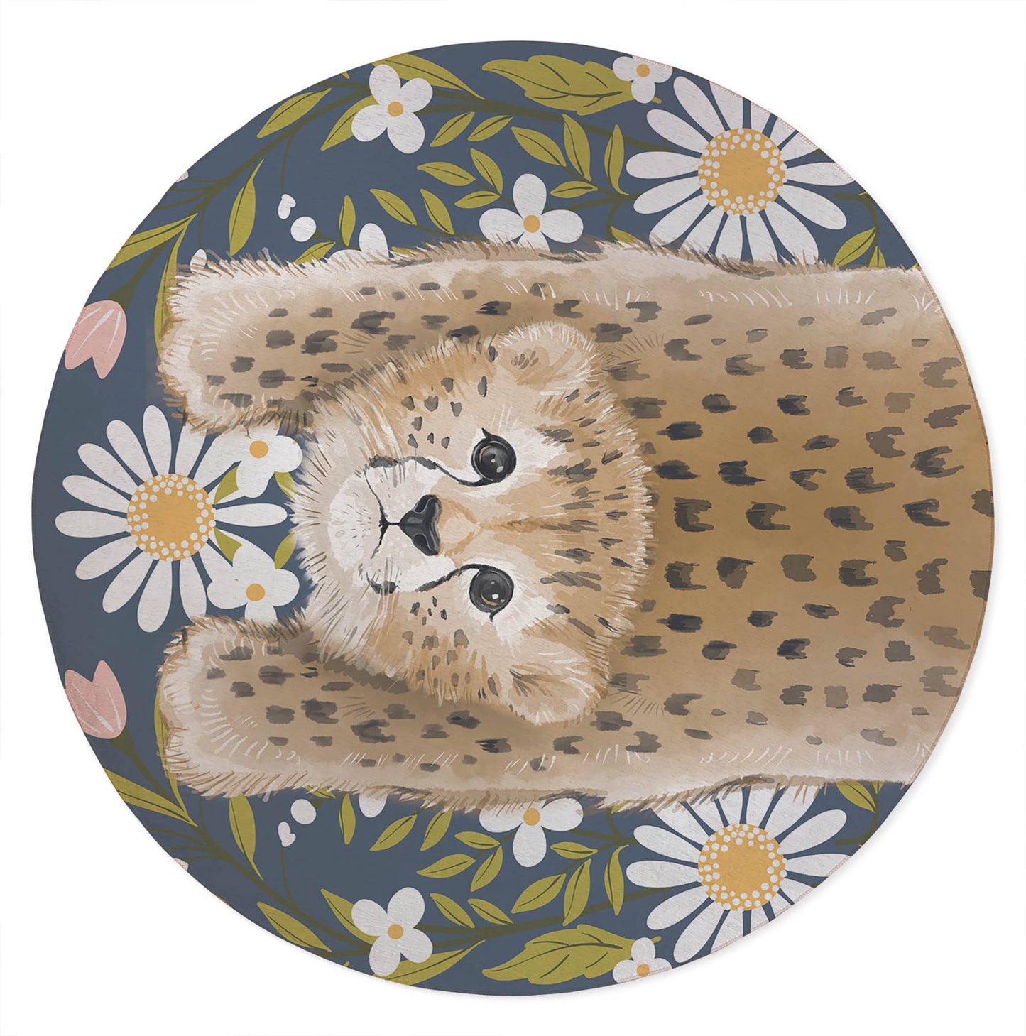 Lil Lying Leopard Flowers Kids Play Mat