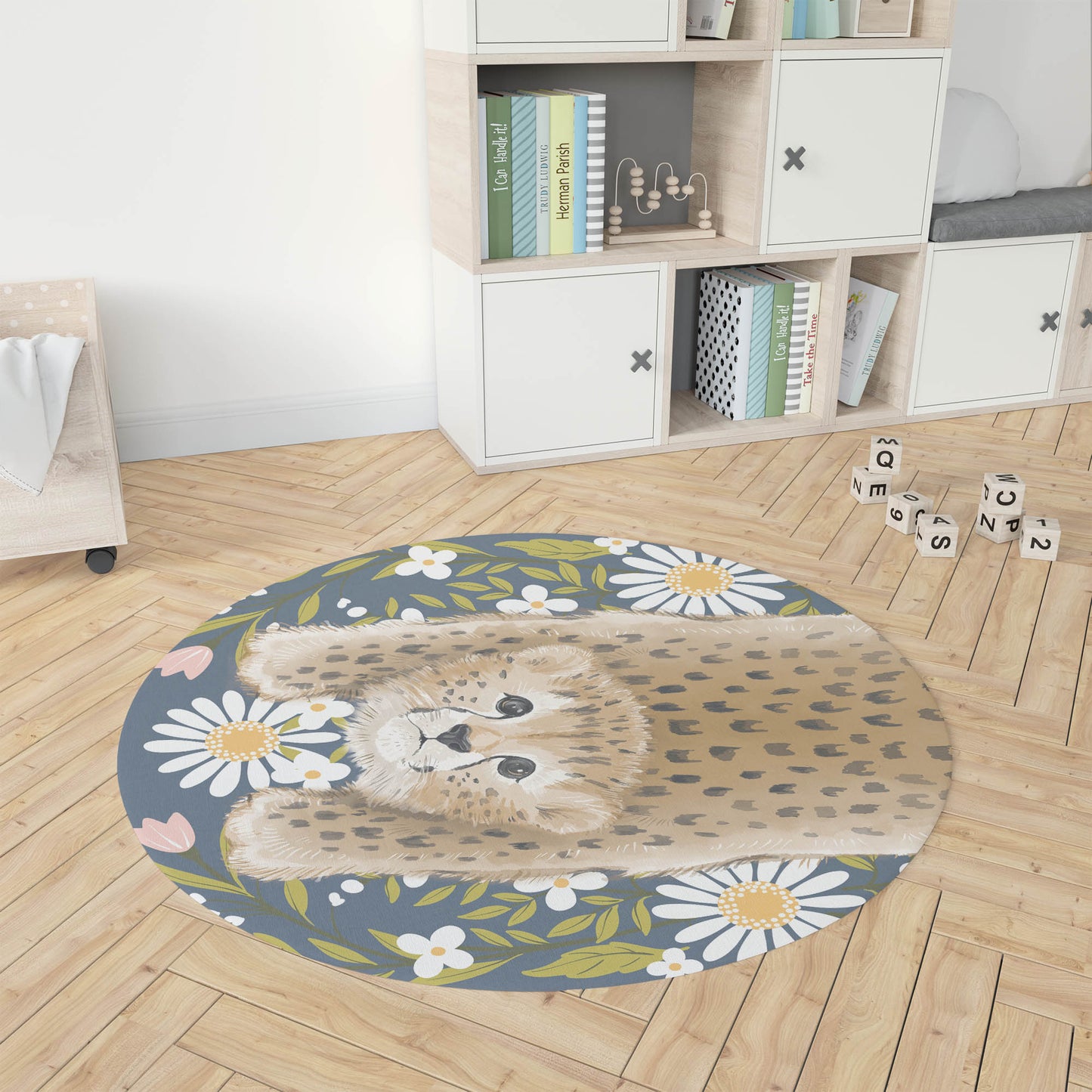 Lil Lying Leopard Flowers Kids Play Mat