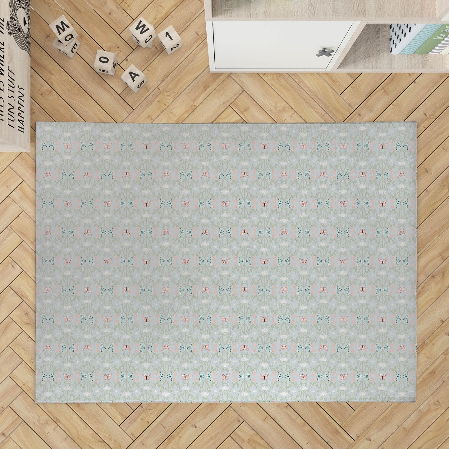 Bees & Butterflies Blue Kids Play Mat