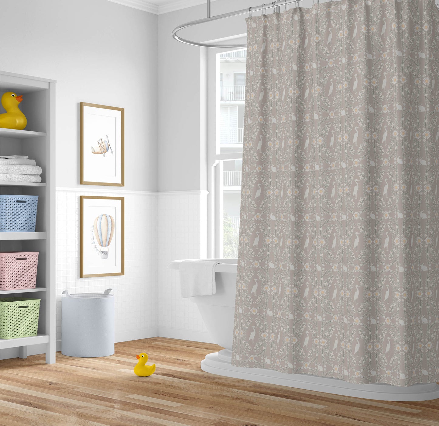 Storks & Bunnies Shower Curtain