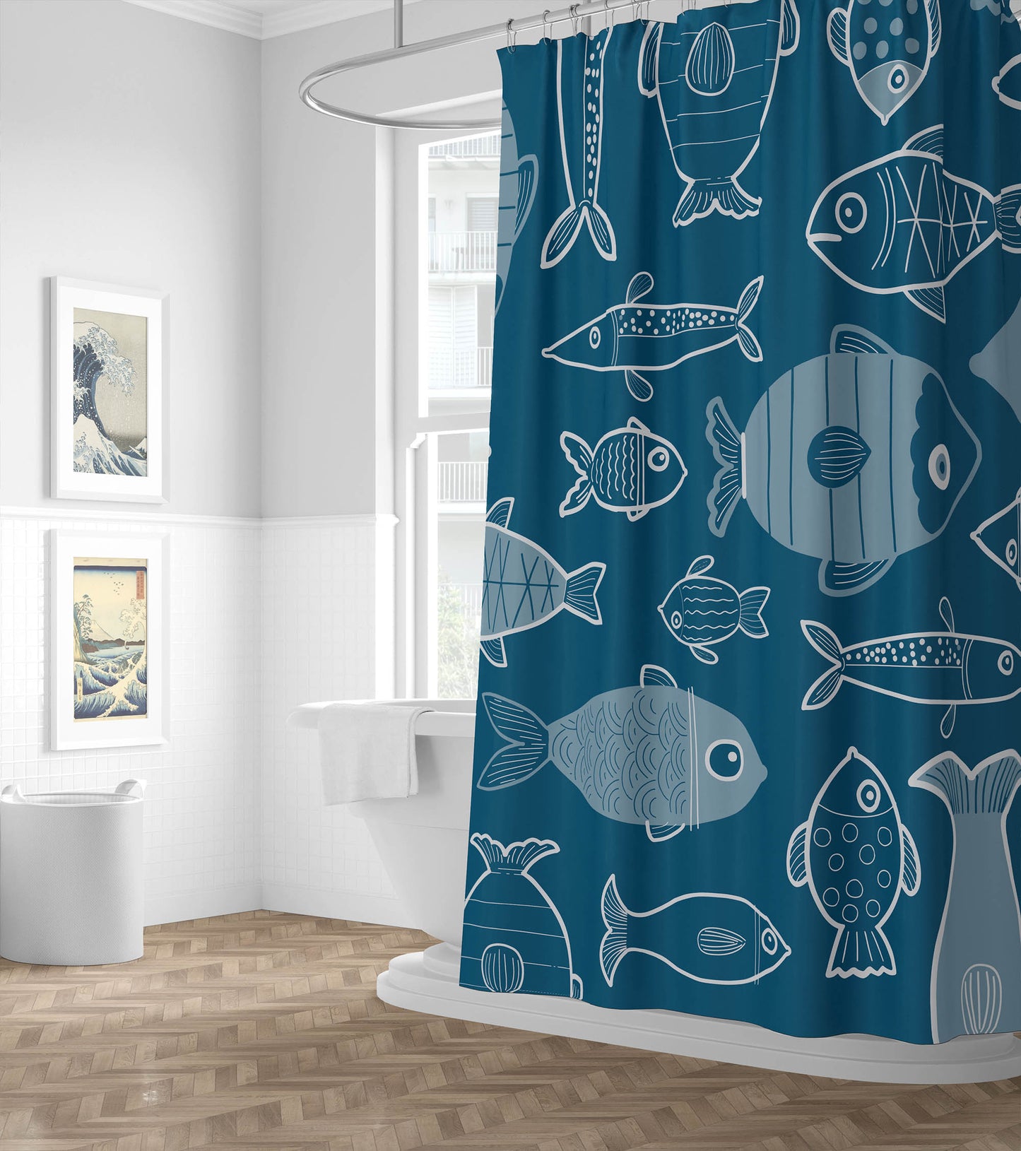 Here Fishy Fishy Fishy Shower Curtain