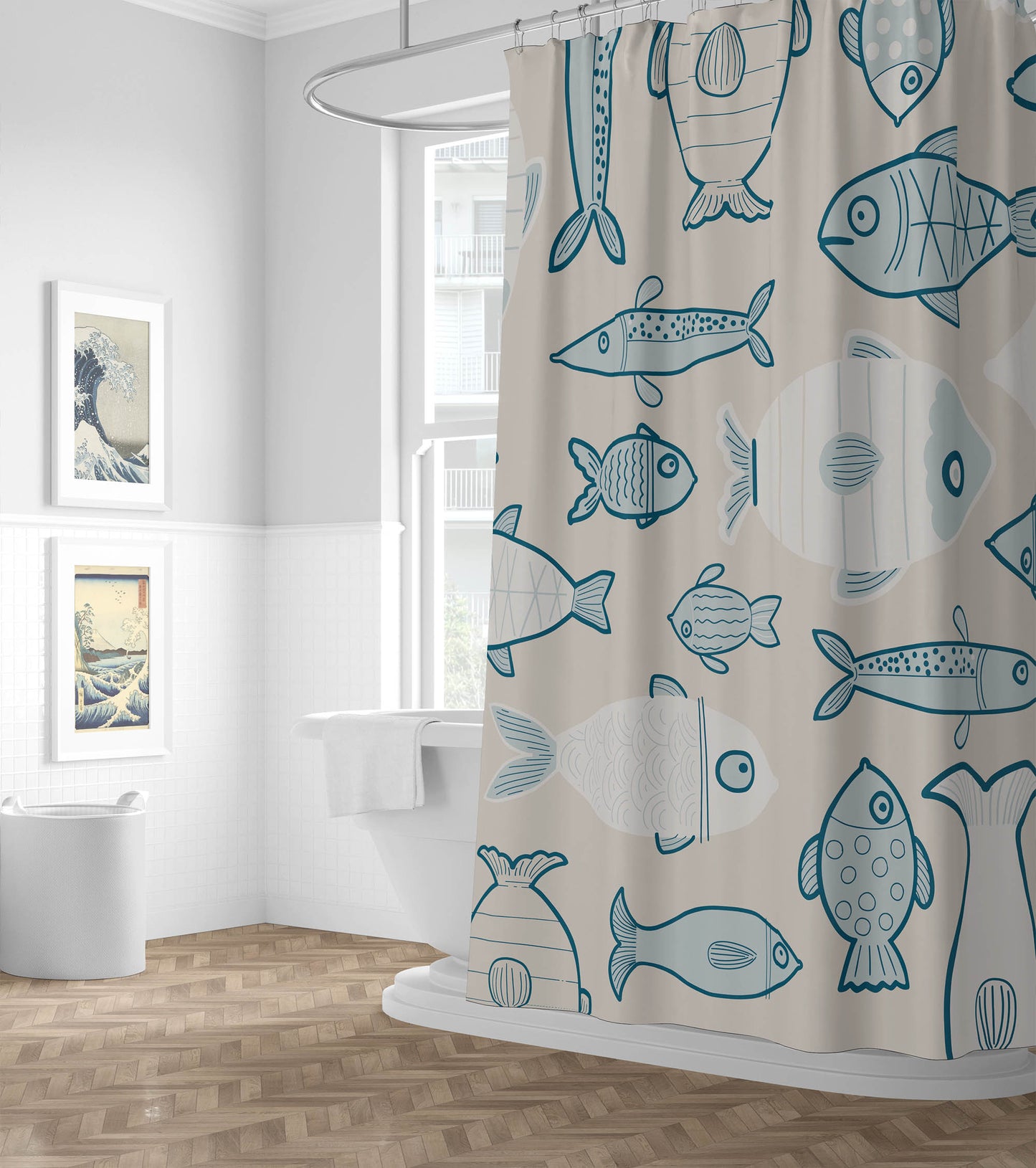 Here Fishy Fishy Fishy Shower Curtain