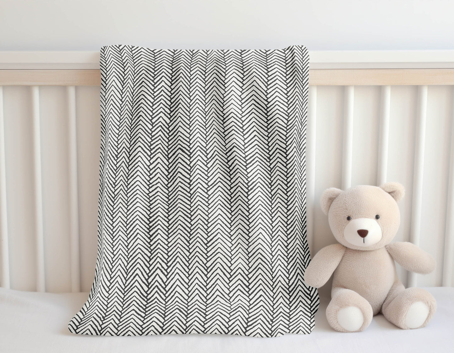 Chevron Block Velveteen Fleece Blanket