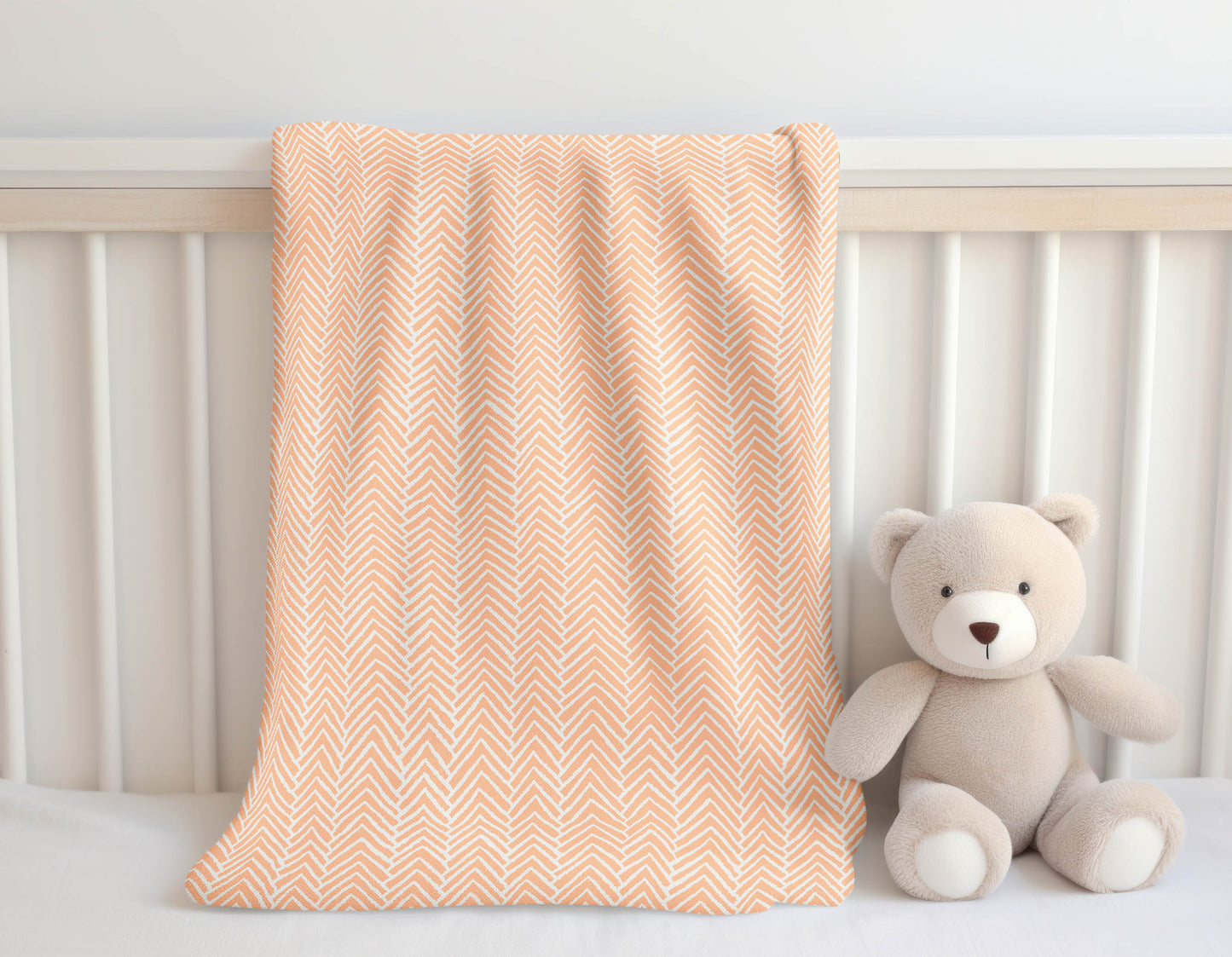 Chevron Block Velveteen Fleece Blanket
