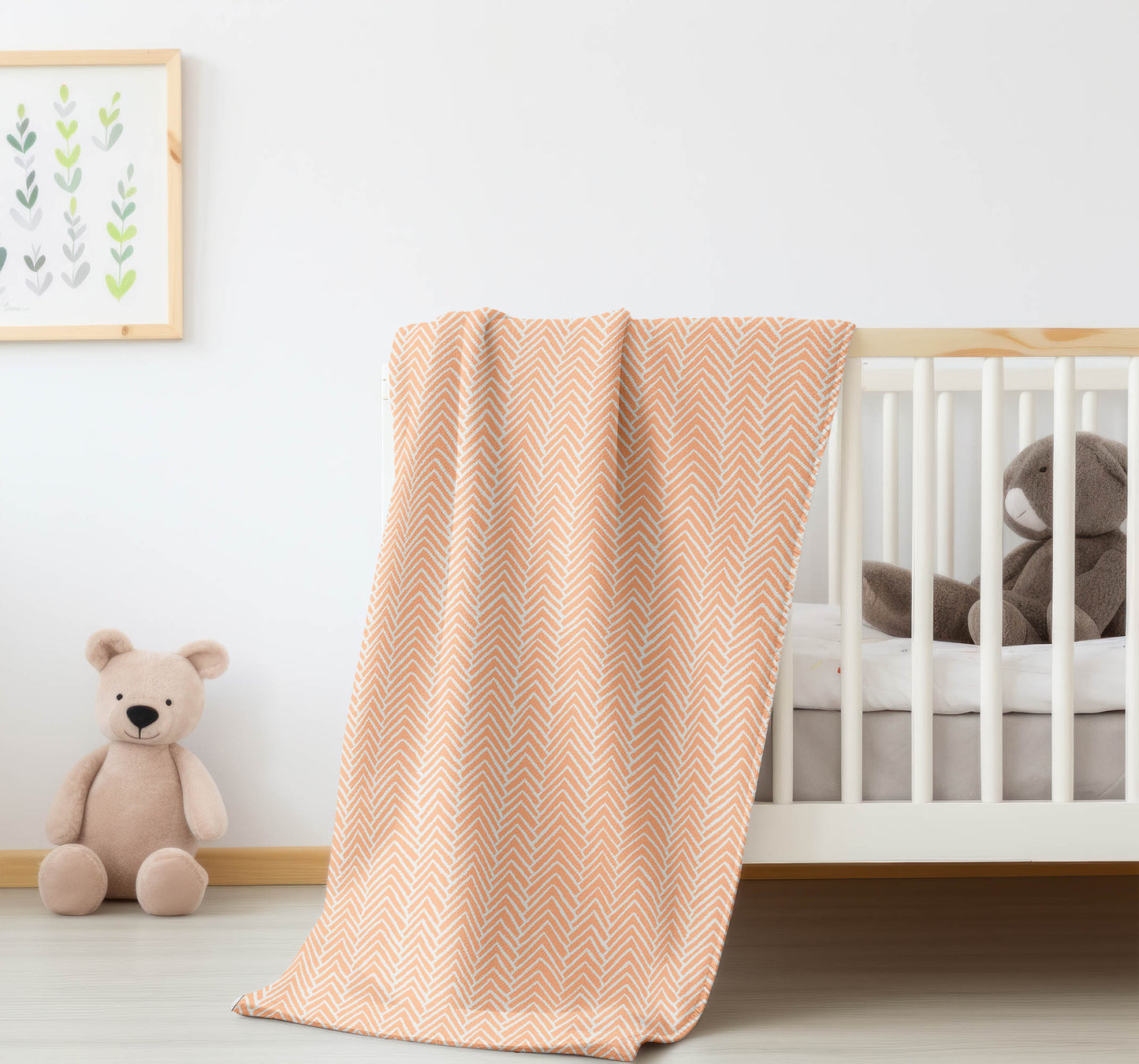 Chevron Block Velveteen Fleece Blanket