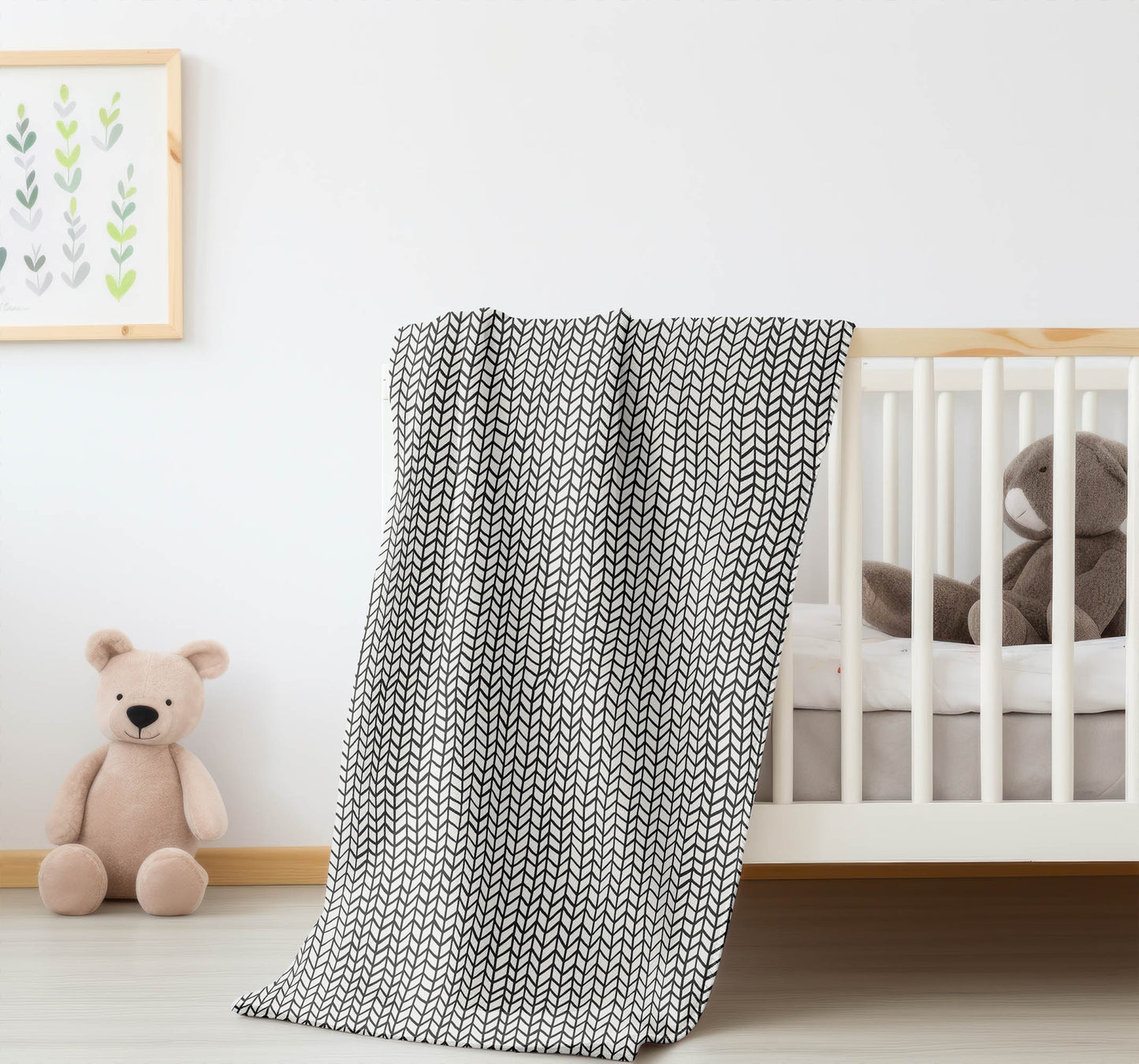 Chevron Feather Velveteen Fleece Blanket