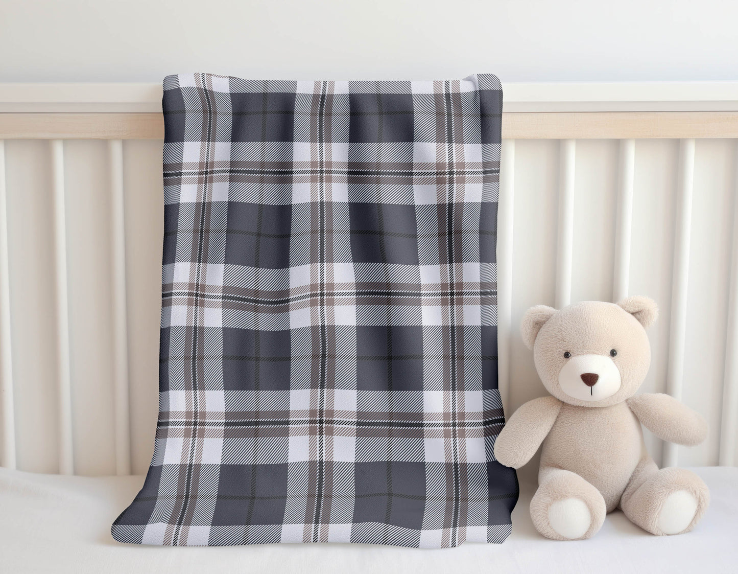 Tartan Block Velveteen Fleece Blanket