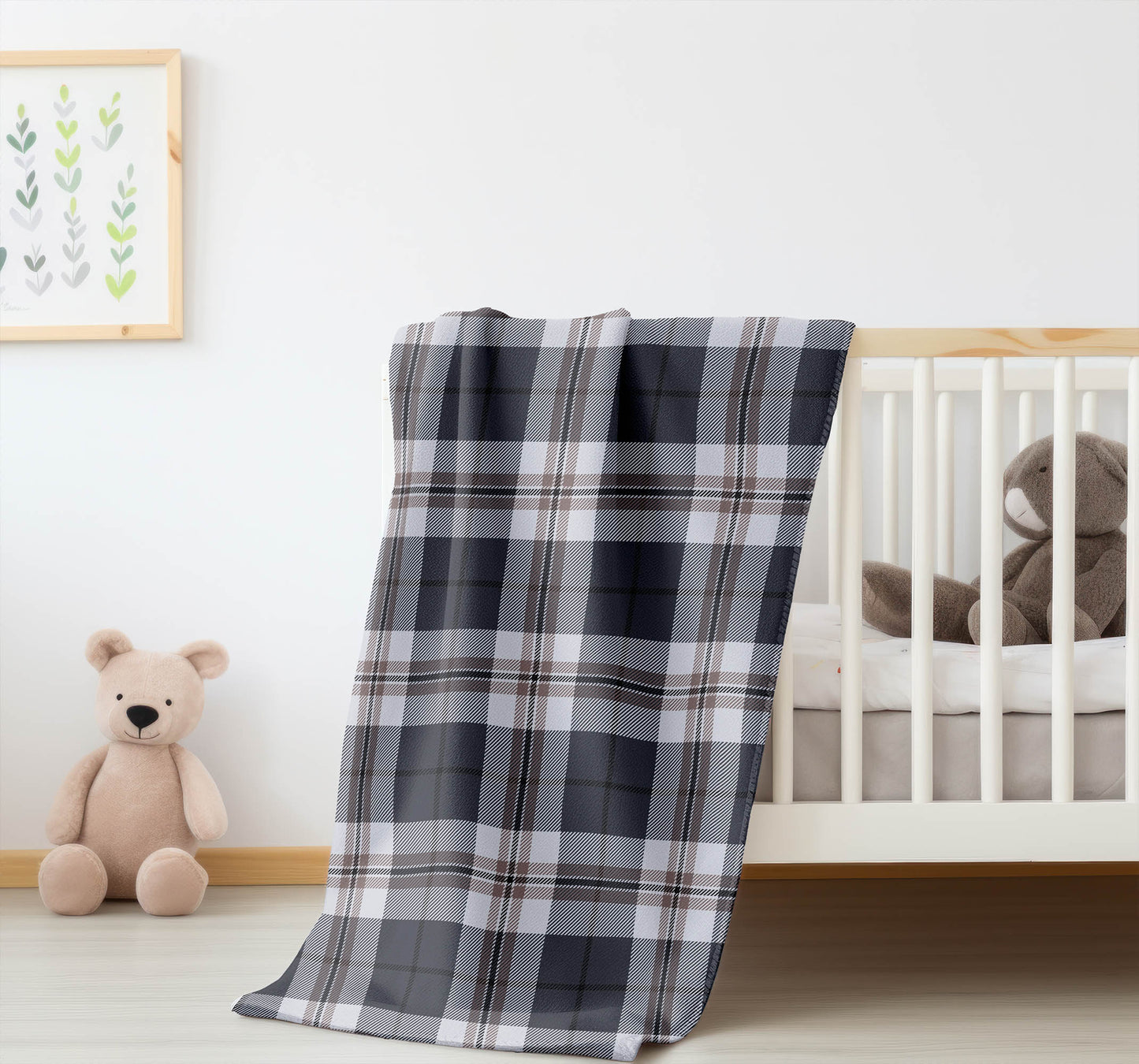 Tartan Block Velveteen Fleece Blanket